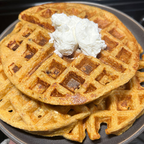 Carrot Cake Protein Waffles