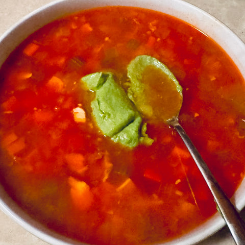 Chicken Vegetable Pesto Soup