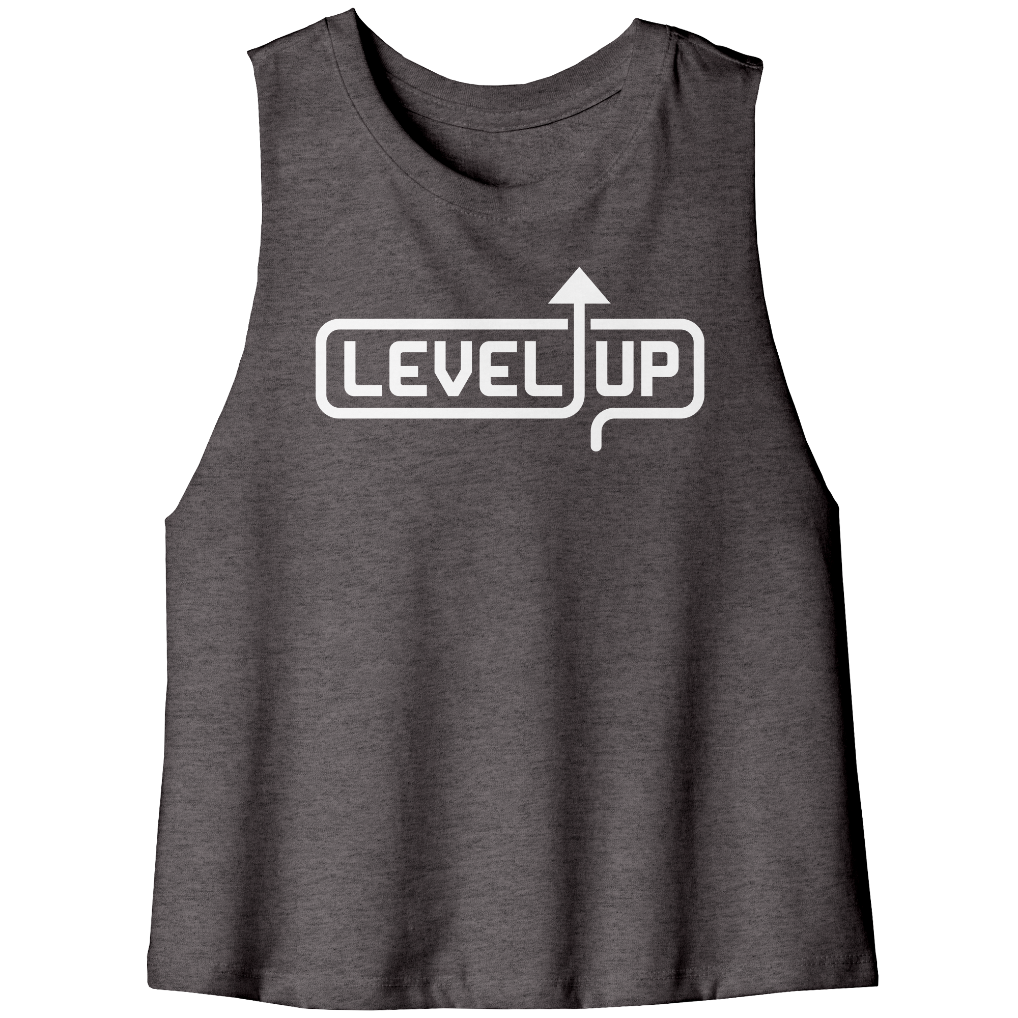 Level_Up_Racerback_Crop_Tank_Dark_Grey_Heather_Front_Mockup.png