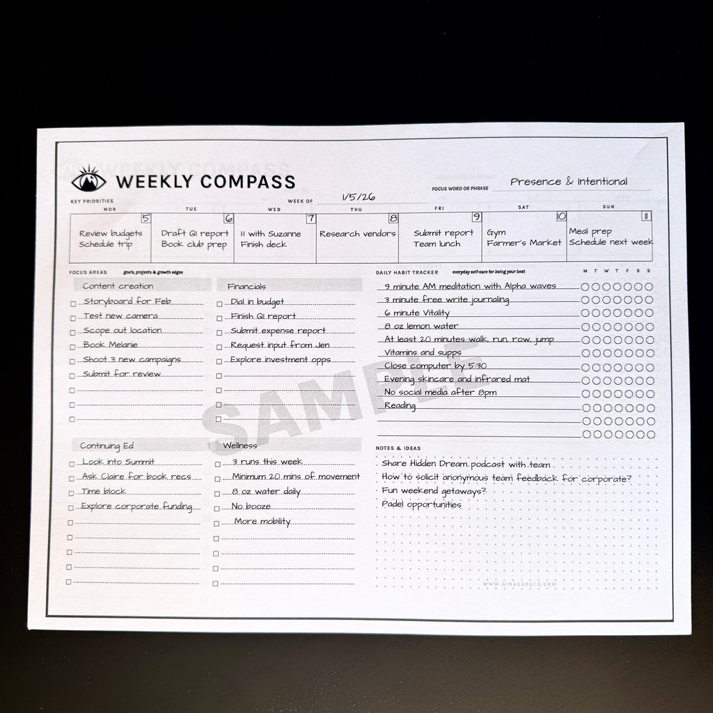 Weekly Compass Example Daily Compass Planner by Gina Caputo Health & Wellness Coach – GINA CAPUTO